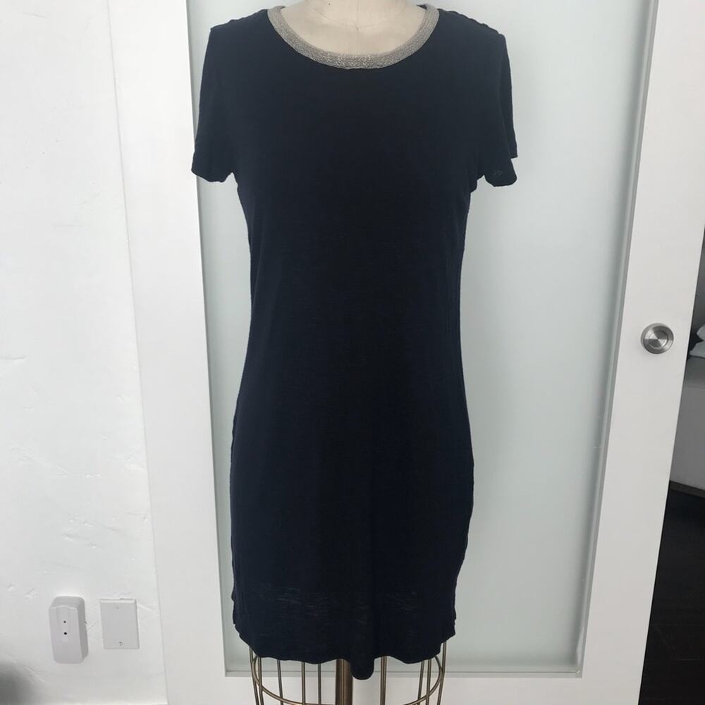 Dalia soft navy t shirt dress with beaded neckline S